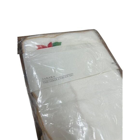 Set Of Four 16" Jabara Poinsettia Embroidered Napkins 55% Ramie 45% Cotton Gold - Picture 2 of 4